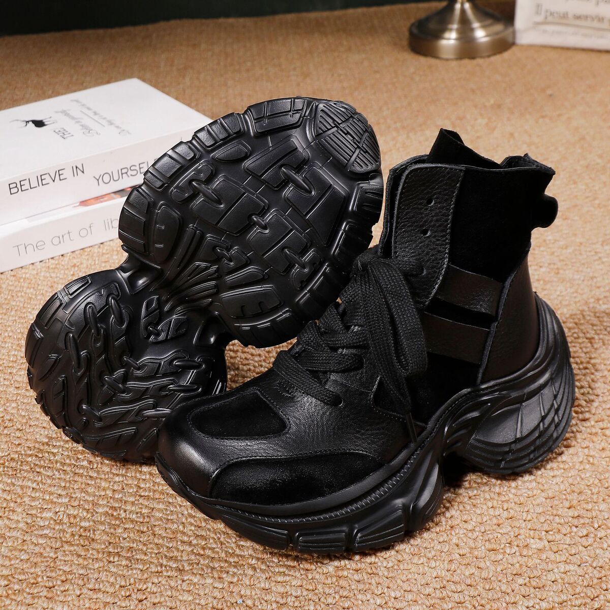 Boot nữ cổ thấp da bò thật dây kéo hông phong cách cổ điển — màu đen, màu nâu