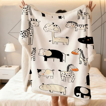 Autumn and Winter Flannel + Cashmere Blanket, Soft and Skin-Friendly Kidsren's Blanket, Sofa Office Leg Blanket, Factory Direct Supply