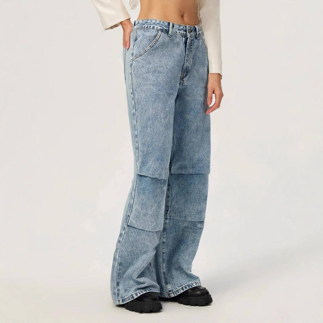 Womens Casual Straight Leg Wide Leg Jeans Stylish Design Comfortable Fit Versatile for Everyday Wear Ready to Ship