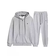 Foreign trade embroidered cardigan zipper sweatshirt unisex spring and autumn style hooded jacket+pants set casual versatile
