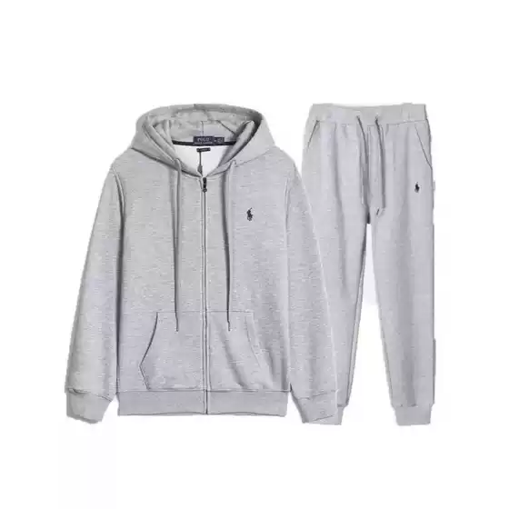 Foreign trade embroidered cardigan zipper sweatshirt unisex spring and autumn style hooded jacket+pants set casual versatile