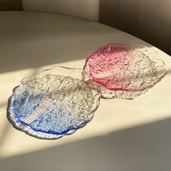 Gradient Glass Plate Home High-end Sense Internet Celebrity Ins Creative Dim Sum Fruit Plate Crystal Salad Dinner Plate