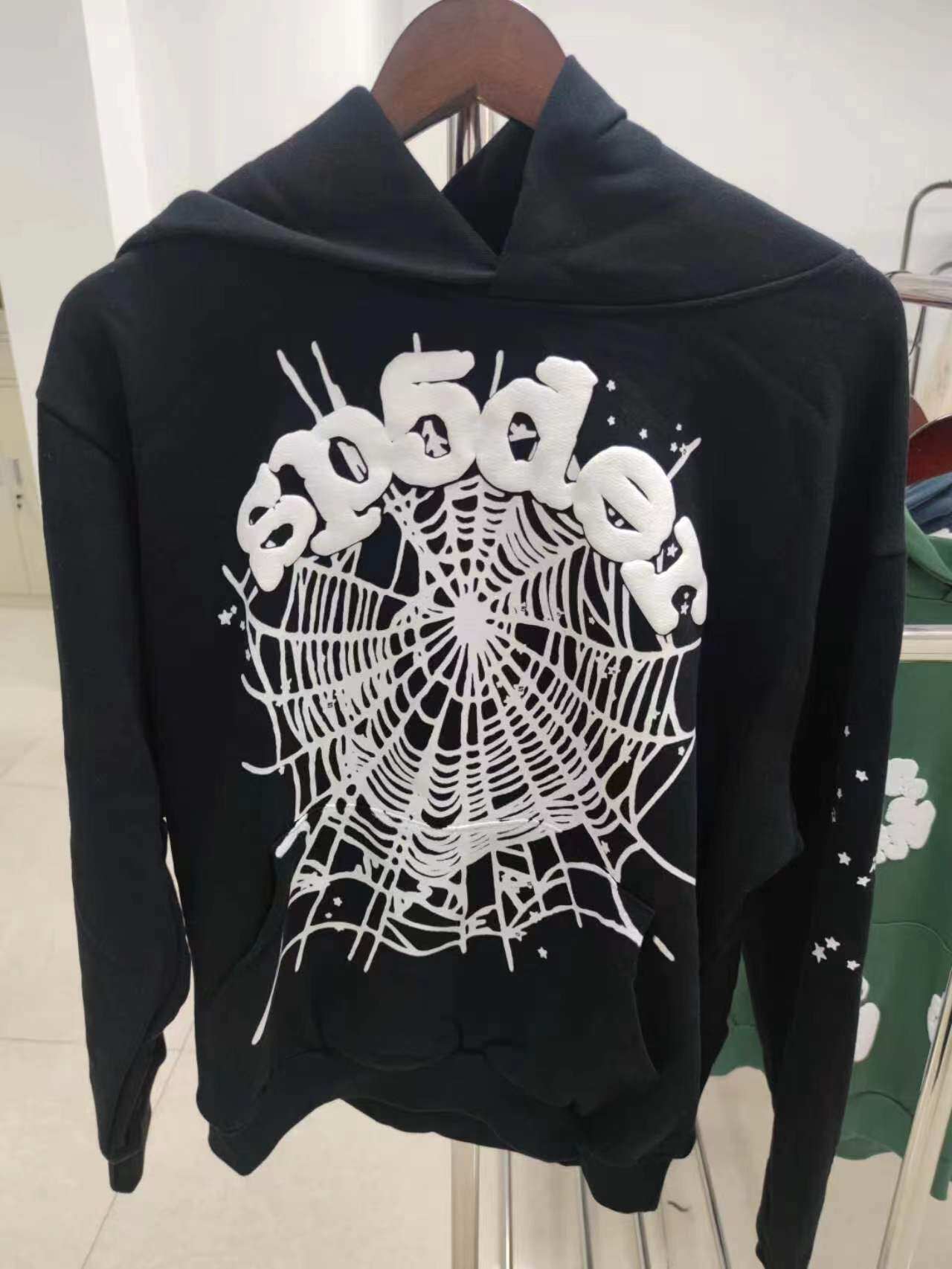 Real shot of Spder555 heavy 420G plus velvet hoodie European and American trendy brand Sp5der trendy sweater foreign trade cross-border
