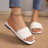 Cross-border European and American plus size Solid Color Summer New Square Head One-character Fashionable Women's Flat Slippers
