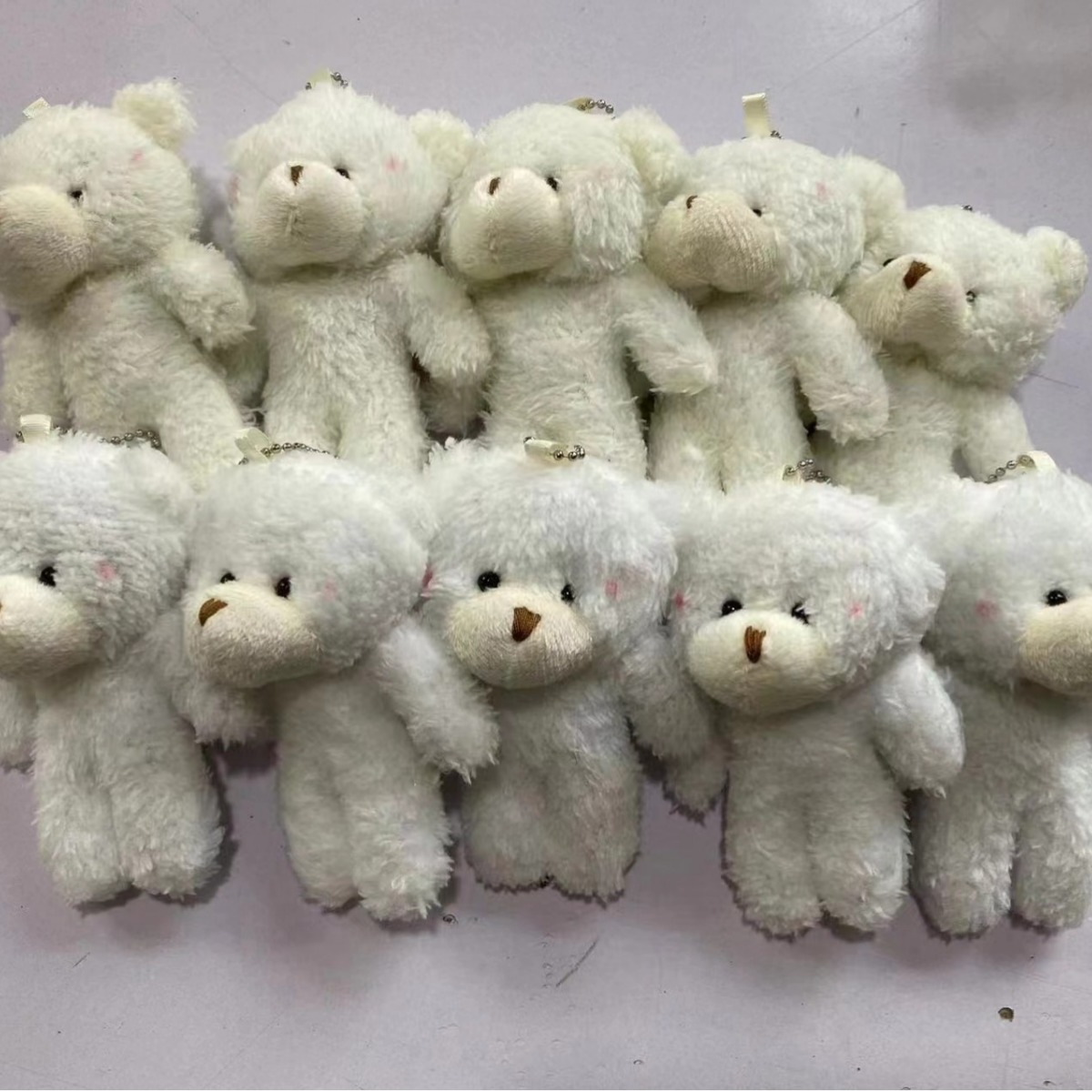 新款可爱腮红连体熊毛绒小熊珠链手机挂件12公分小熊