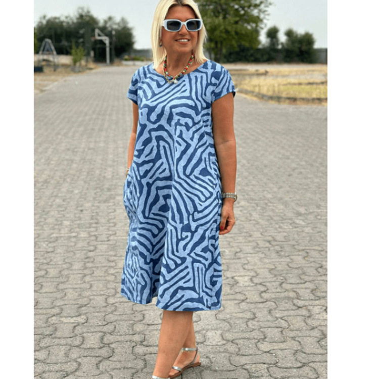 Bohemian Leopard Print Maxi Dress Loose Fit Round Neck Vacation Style Available in Various Colors Wholesale