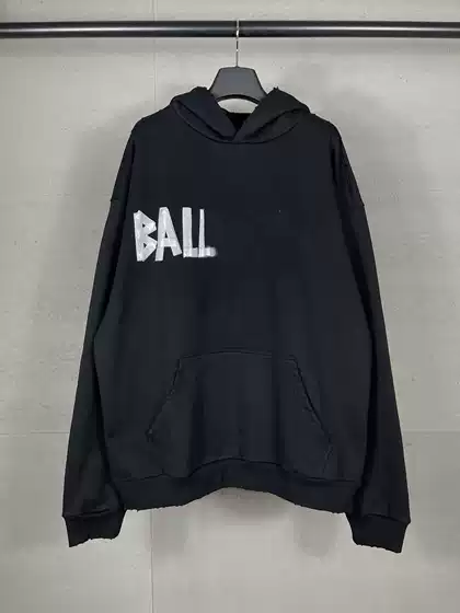 Correct Version High-Quality 25Ss Classic Style Tape-Printed Washed and Distressed Loose-Fitting Hooded Sweatshirt