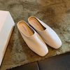 Grape Mom's Same Style Baotou Slip-On Soft Leather Comfortable Mule Half Slippers for Women 2025 Spring and Summer New Style