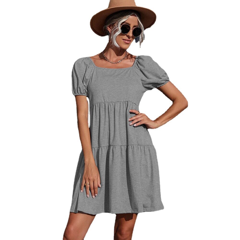 Knitted Square Neck Dress Simple Style Solid Color Elegant Fit Perfect for Casual or Formal Occasions Wholesale