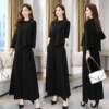Spring and Autumn New Wide Leg Pants suit Women's Age-reducing Belly-covering Slimming Western Style Casual Elegant Culottes Two-piece Set