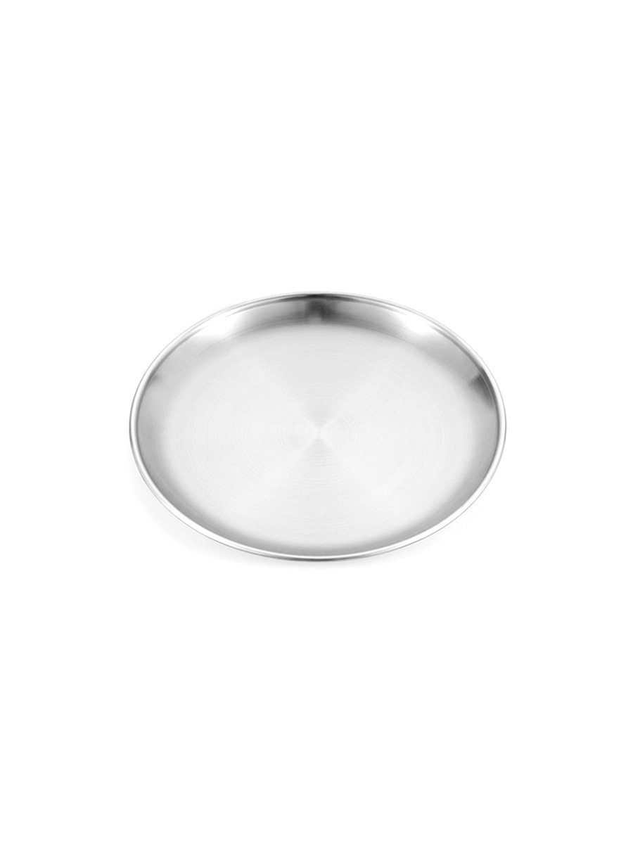 Outdoor Picnic Stainless Steel Dinner Plate Camping Tableware BBQ Heat Resistant Disc Five-Piece Set Round Shallow Plate Portable Cookware