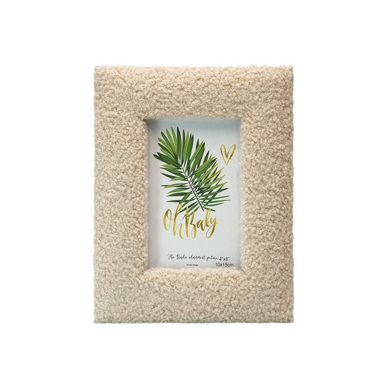 Plush photo frame foreign trade bag flannel teddy velvet square hollow photo frame European and American exquisite cloth table 8 inch DIY cross-border