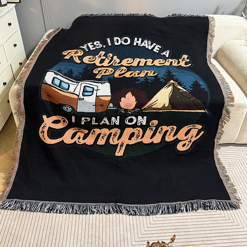 Outdoor camping campfire blanket black dark sofa single seat blanket camping tent blanket blanket