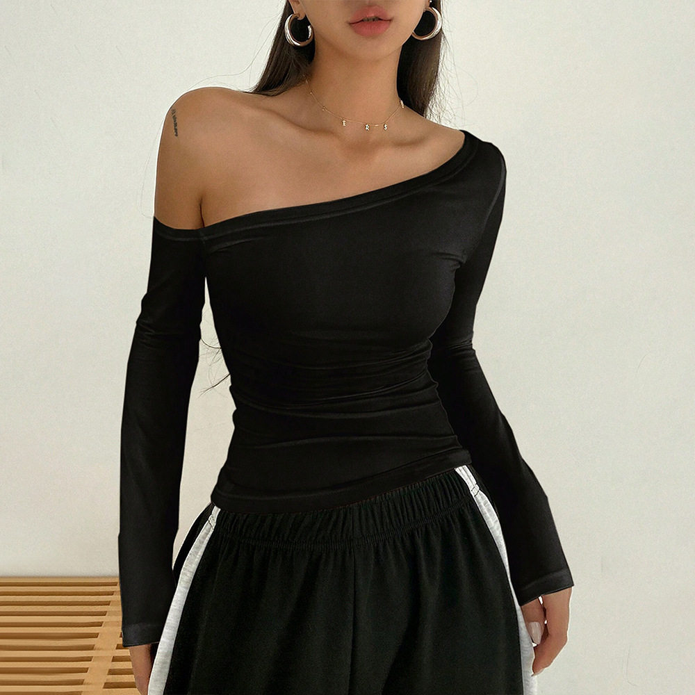 Off Shoulder T Shirt Trendy Design Long Sleeve Spring Summer Style Womens Fashion Top Wholesale Available