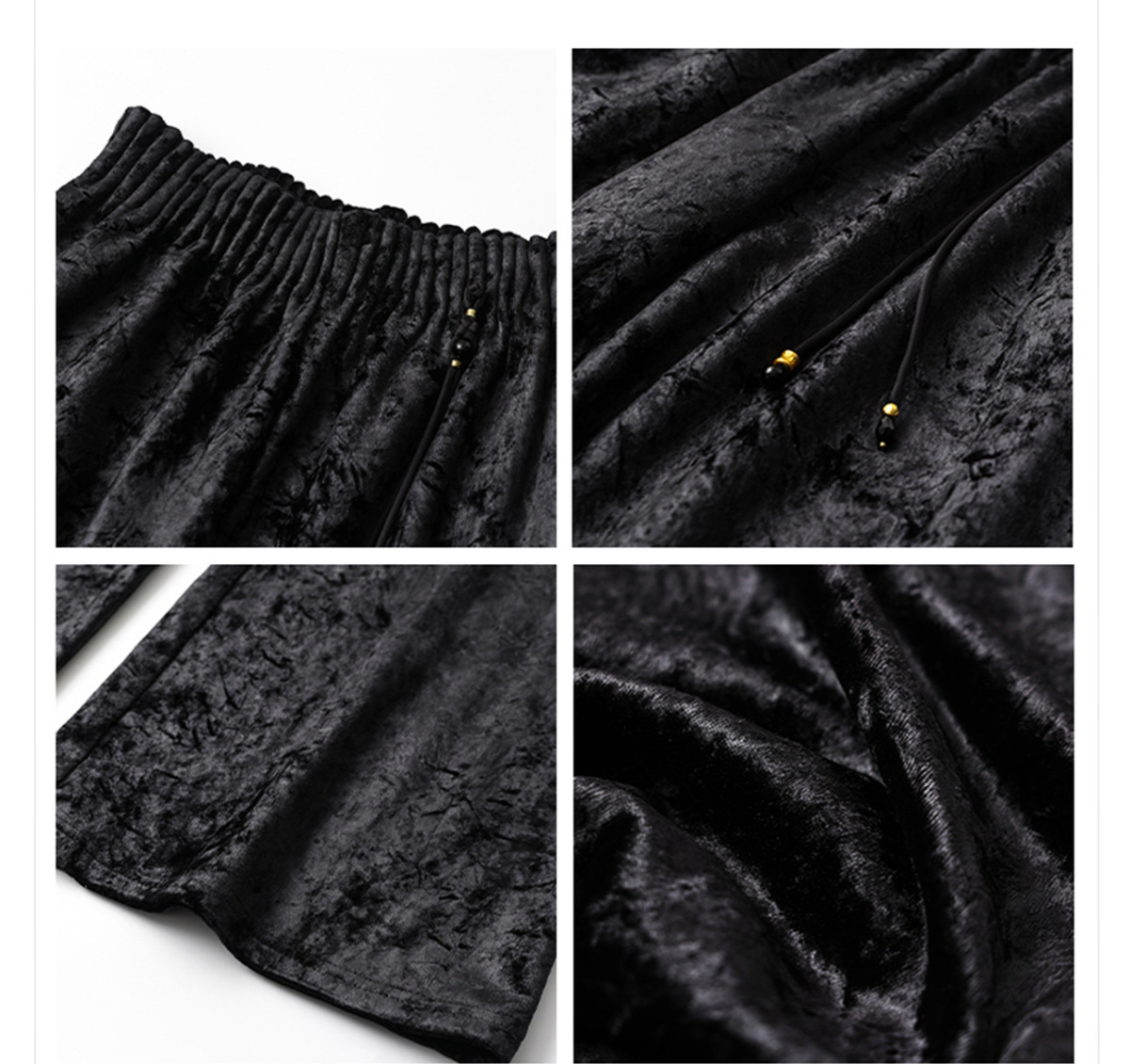 Quần dài nữ cạp cao ống rộng nhung tăm dáng suông thoải mái — Jade Black (Giao hàng ngay hôm nay), Jade Black (Giao hàng trong 7 ngày), Màu mơ sữa (cấp ngay trong ngày), Màu mơ sữa (giao hàng trong 7 ngày)