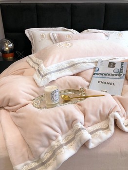 Light Luxury Style Thickened Milk Velvet Four-piece Set Winter Double-sided Coral Velvet Quilt Cover Warm Flannel Bed Sheet