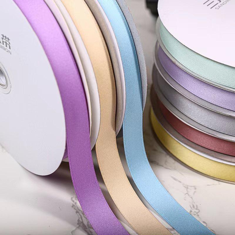 Three-top ribbon delicate polyester ribbon soft ribbon clothing accessories diy handmade flower color plain ribbon wholesale