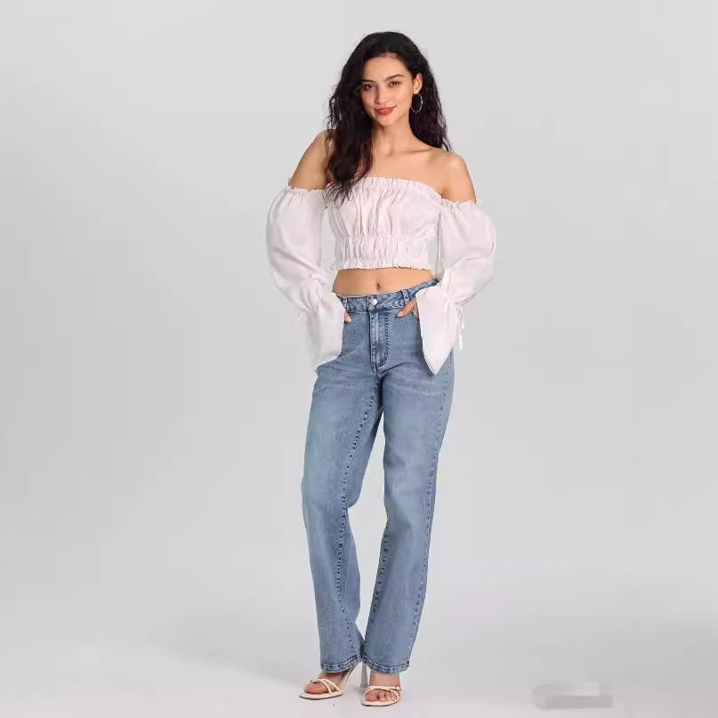 High Waisted Straight Leg Jeans for Women Stretch Denim Casual Style Trendy Fashion Wholesale Available