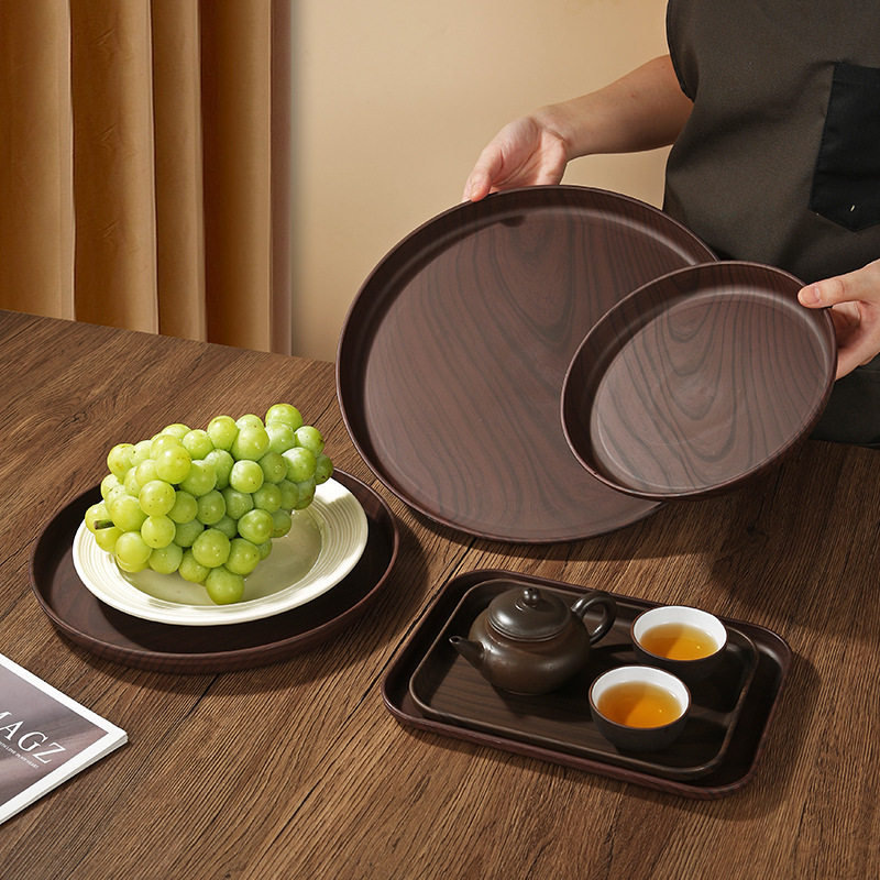 Wood Grain Round Tray Coffee Shop Afternoon Tea Cake Dessert Tray Bakery Store Food Photography Plate