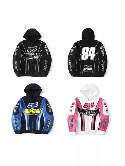 High-Quality Foreign Trade Products for Cross-Border E-Commerce Live Streaming: Supx Fox New Pattern Zip-Up Hooded Sweatshirt Jacket