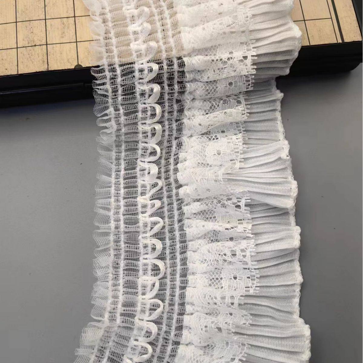 9CM Double Layer Stretch Pleated Lace Cuff Skirt Doll Dress Mirror Border Edge Lolita Dress