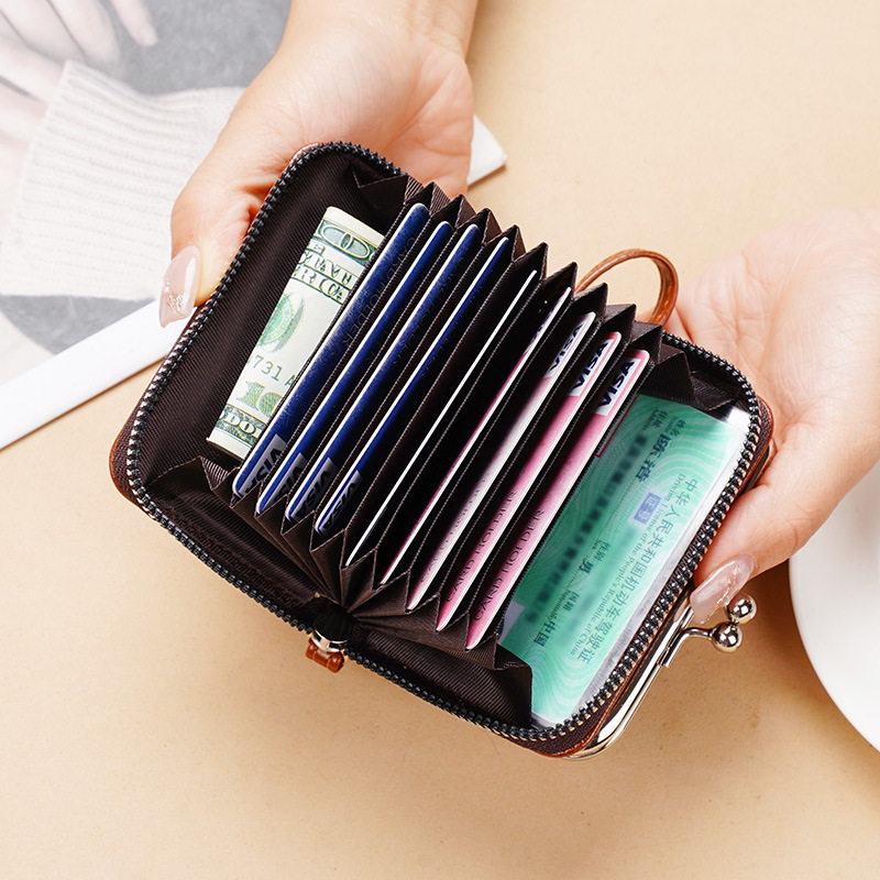 Lonny New Coin Card Holder Cross-Border Supply Women's Buckle Coin Purse 4inch Zipper Clip Bag Clutch Bag
