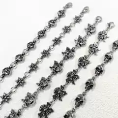 Ch Crowe Bracelet Hexagonal Star Flower Unisex Stainless Steel Retro Hip-Hop Buckle Insert Retro Bracelet