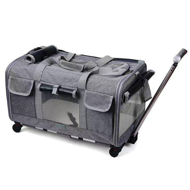 Cat Out of Bag New Portable Pet Trolley Case Detachable Universal Wheel Breathable Foldable Large Capacity Pet Bag
