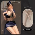 Stewardess uniform suit + white crotchless socks