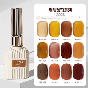 Ice-Clear Tortoiseshell Amber Nail Polish Gel, Trendy New Caramel Color Nail Salon Mini Set, Gradient Jelly Color