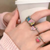 Summer graffiti! Color Letter Love Ring Women's Niche Design Opening Finger Ring Unique Ring