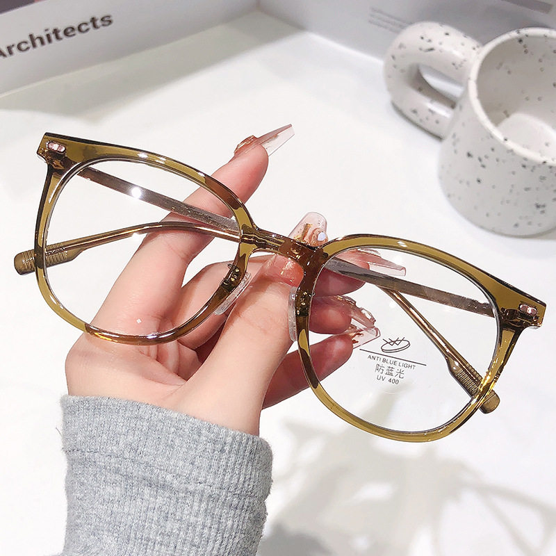 Glasses Explosions Anti-blue Light Semi-titanium Glasses Frame Ultra-light Glasses Frame Men's and Women's Simple Myopia Square Large Frame