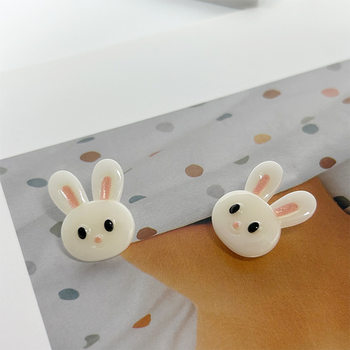 Jelly Color Cute Bunny Button High Foot Cartoon Animal Button Children's Clothes Sweater Cardigan Jacket Decorative Buckle