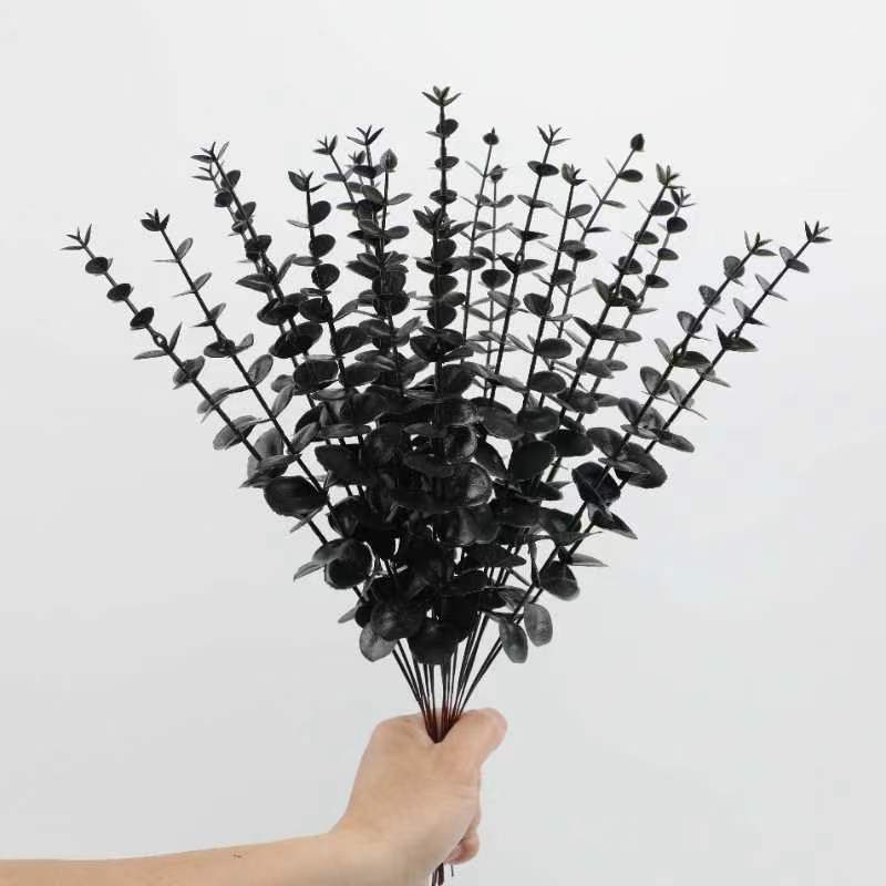 仿真绿植38cm尤加利单支桉树叶假花婚庆装饰植物婚礼插花摆件批发