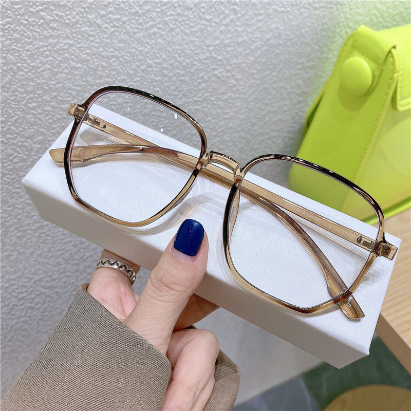 Internet celebrity glasses frame large frame glasses frame jelly color glasses frame retro large frame polygon 9157