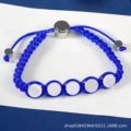 17#Blue rope five-bead bracelet