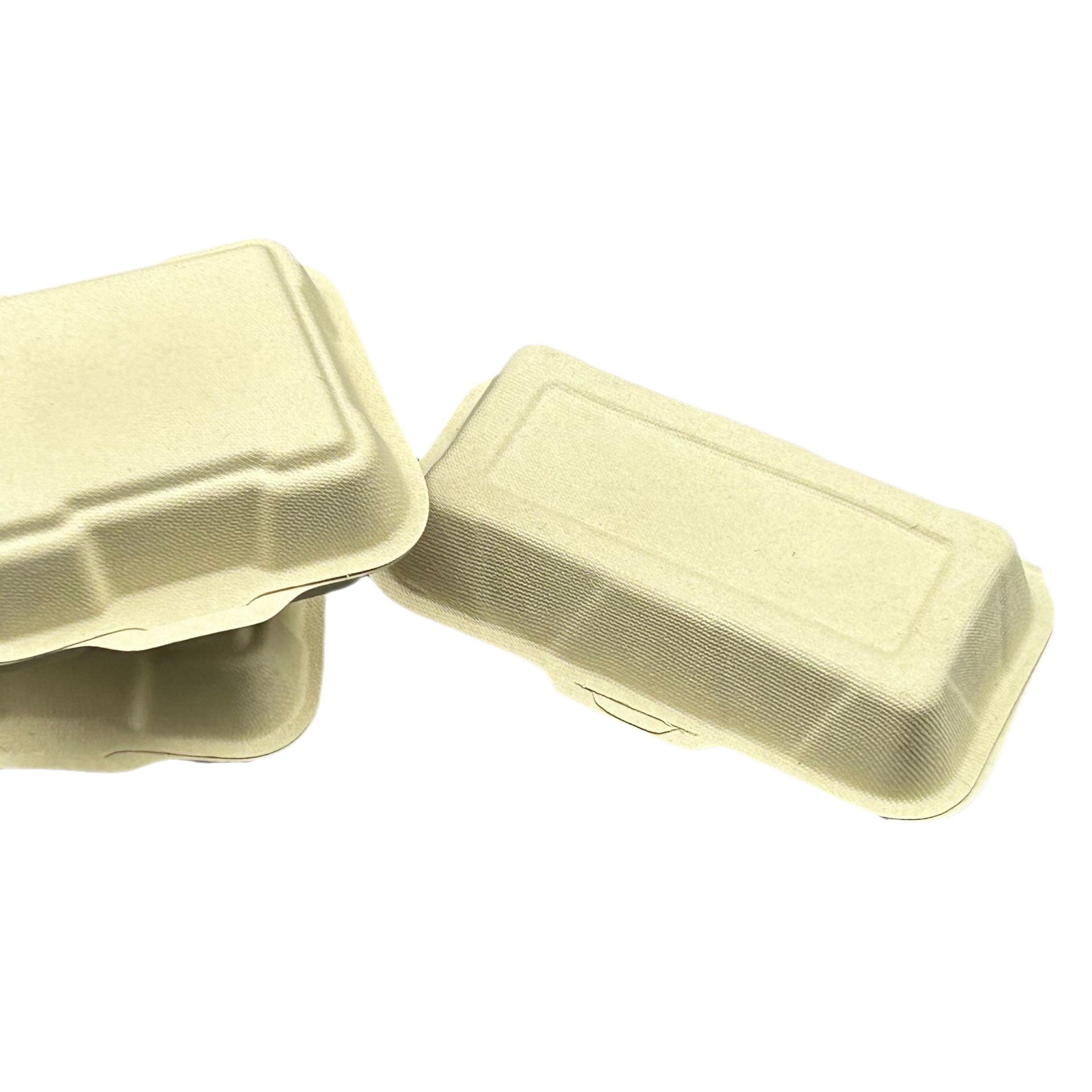 87N Disposable Pulp Lunch Box Conjoined Take-out Box Bowl Hamburger Box Degradable Lunch Pack Fast Food Box with Lid