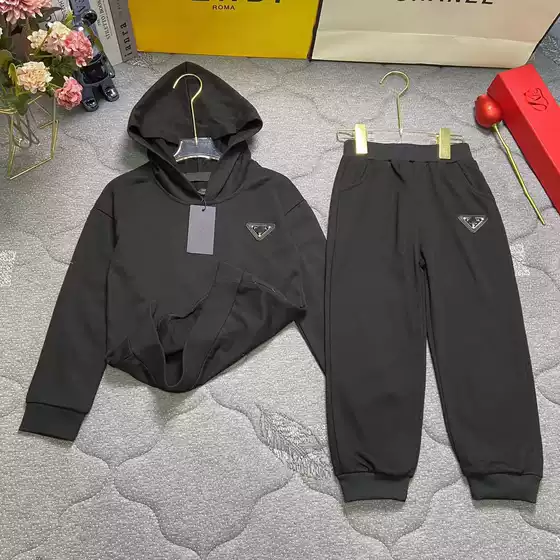 2023 Autumn New Boys' long sleeve suit children's cotton hooded sweater + sweatpants two-piece cartoon printing