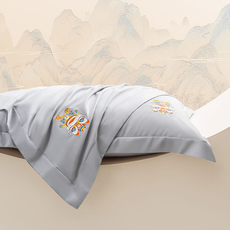 Guofeng Advanced Sense 200 Long-staple Cotton Four-piece Set Class A Pure Cotton Embroidered Bed Sheet Quilt Cover New Chinese-style Pure Cotton Bedding