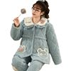 Winter monthly clothing three-layer cotton padded fleece-lined pajamas for pregnant women autumn and winter postpartum lactation home suit