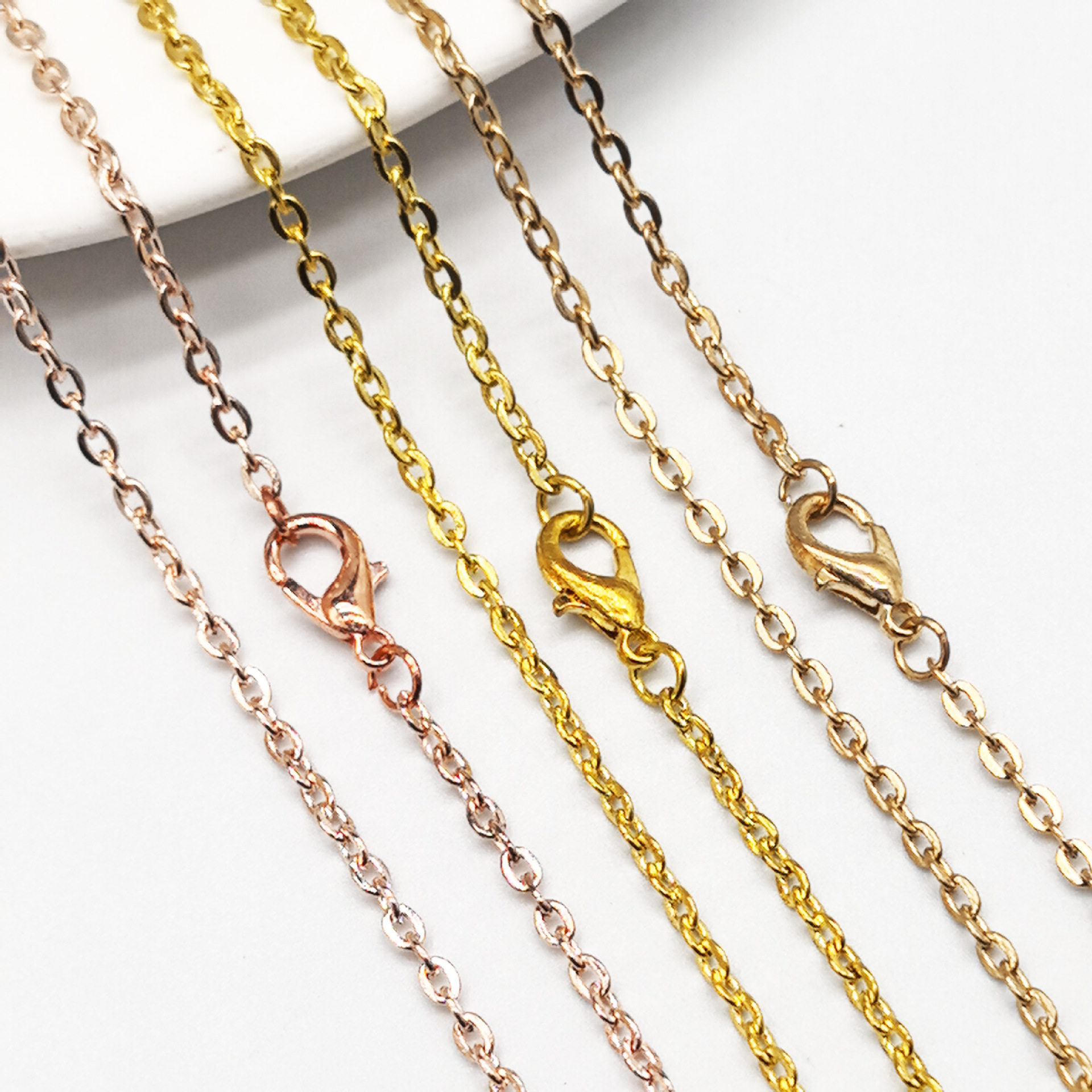 服饰饰品配件项链链条批发 十字平压链 O字链 吊坠配链 挂龙虾扣