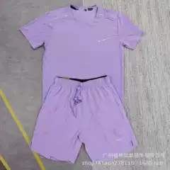 Cross-Border Wholesale Ice Silk Short-Sleeved T-Shirt Men's Quick-Drying Breathable Sports Suit Summer Training Fitness Top Shorts