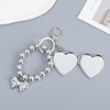 Creative New Silver-plated Love Bow Pendant Fashion All-match UV Bead Hanging Luggage Keychain Beaded Accessories