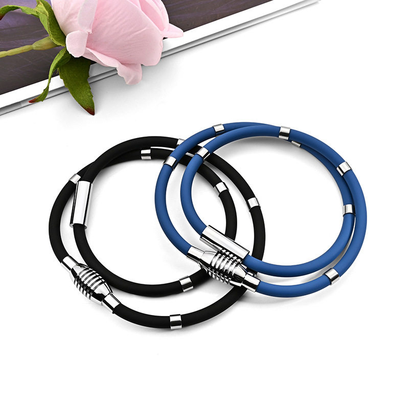 European and American Cross-Border Negative Ion Silicone Collar Magnetic Therapy Anti-Fatigue Energy Balance Outdoor Sports Neck Ring Necklace Wholesale