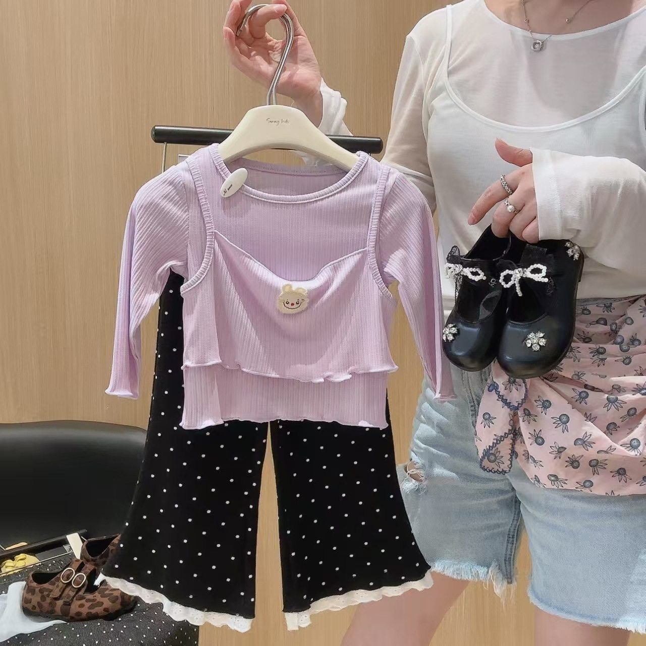 Nouveau t-shirt manche longue uni, style japonais doux, haut faux deux pièces patchwork, style préppy de design niche