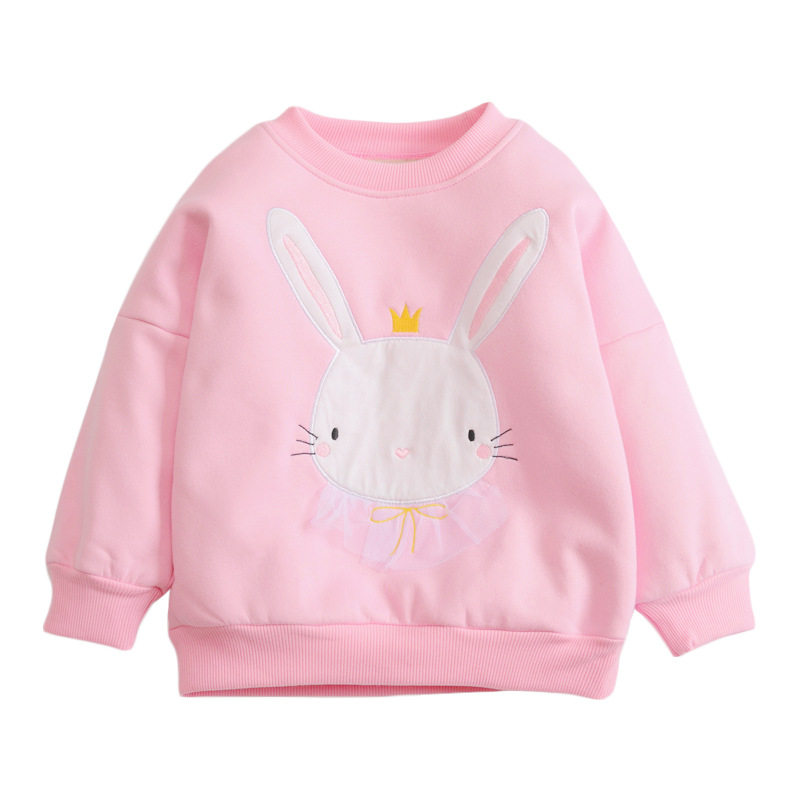 Fall & Winter Fleece-lined Kids' Top, Cartoon Long-sleeve Cotton Children's Hoodie