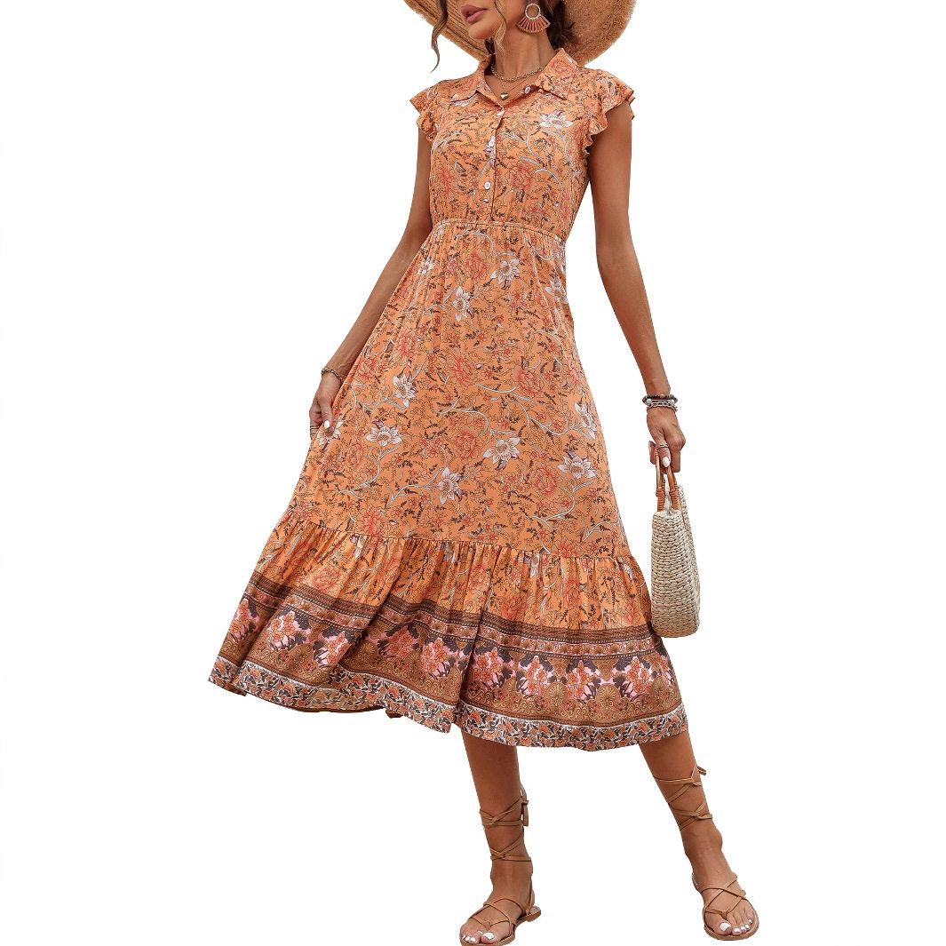 Casual Waist Defining Slim Fit Dress Elegant Style European and American Fashion Perfect for Daily Wear Wholesale