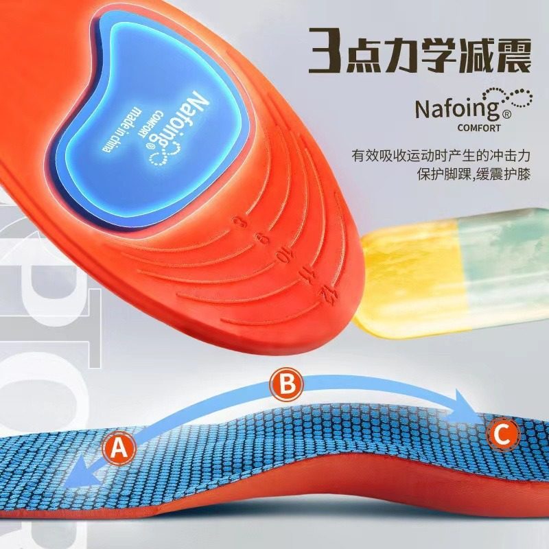 Cross-Border Sports Insoles, Ultra-Soft Soles, Shock-Absorbing, Sweat-Absorbing and Deodorant Insoles, Flat Arch Full-Cushion Heel Pads