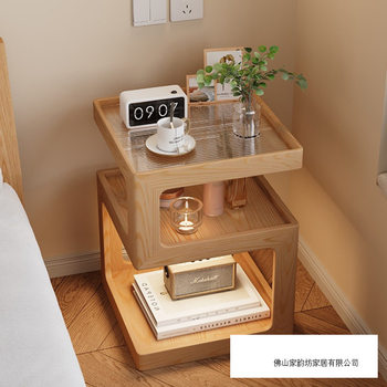 Solid Wood Cream Style Bedside Table Modern Simple Creative Ins Style Bedside Table Small Ultra-Narrow Accessible Luxury High-End Sense
