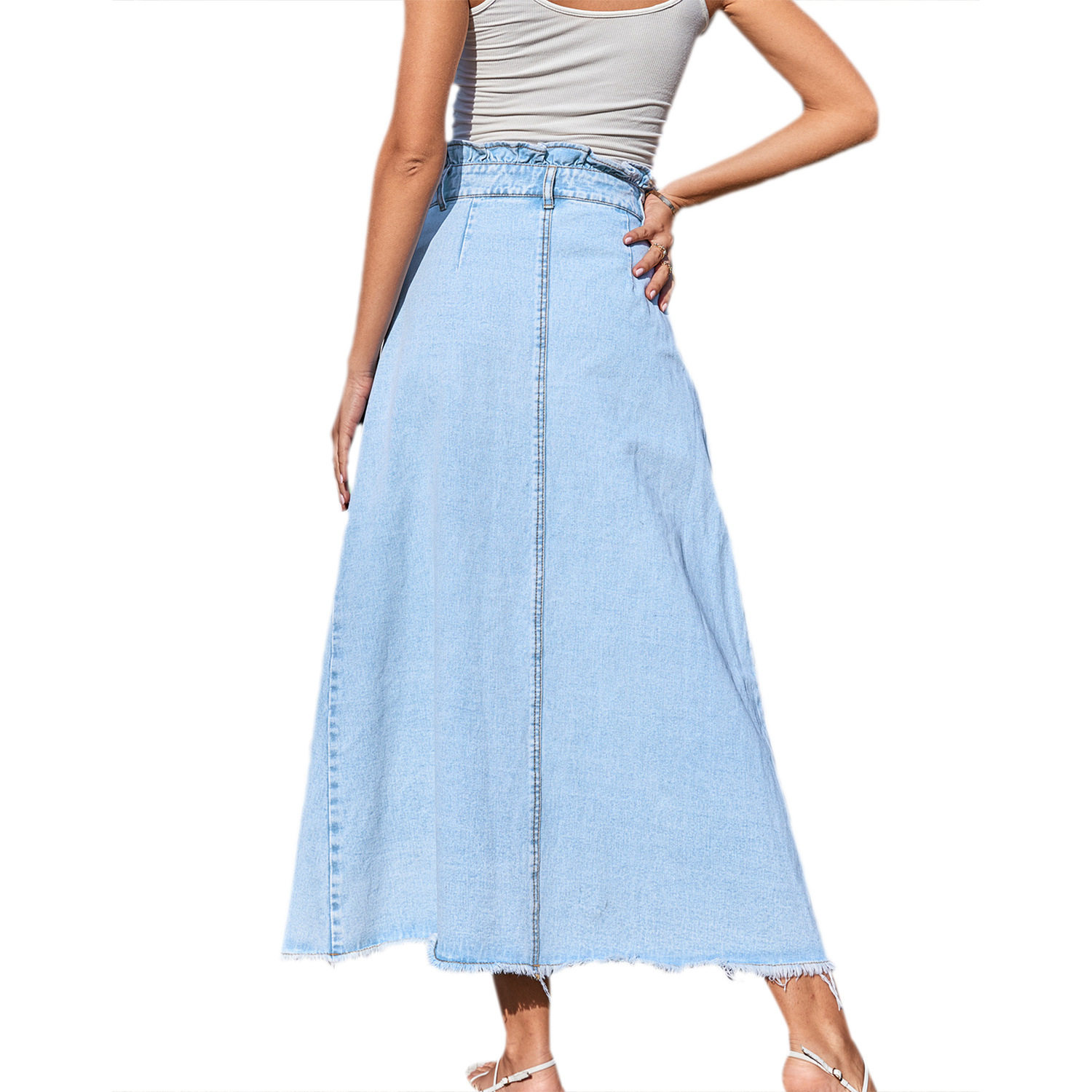 High Waisted A Line Denim Skirt Flattering Fit Stylish Design Versatile for Casual or Dressy Occasions Wholesale